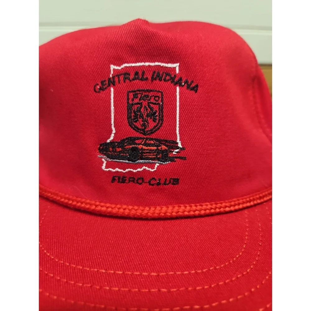 Vintage Central Indiana Fiero Club Trucker Hat Red Rope Brim USA Made OSFA